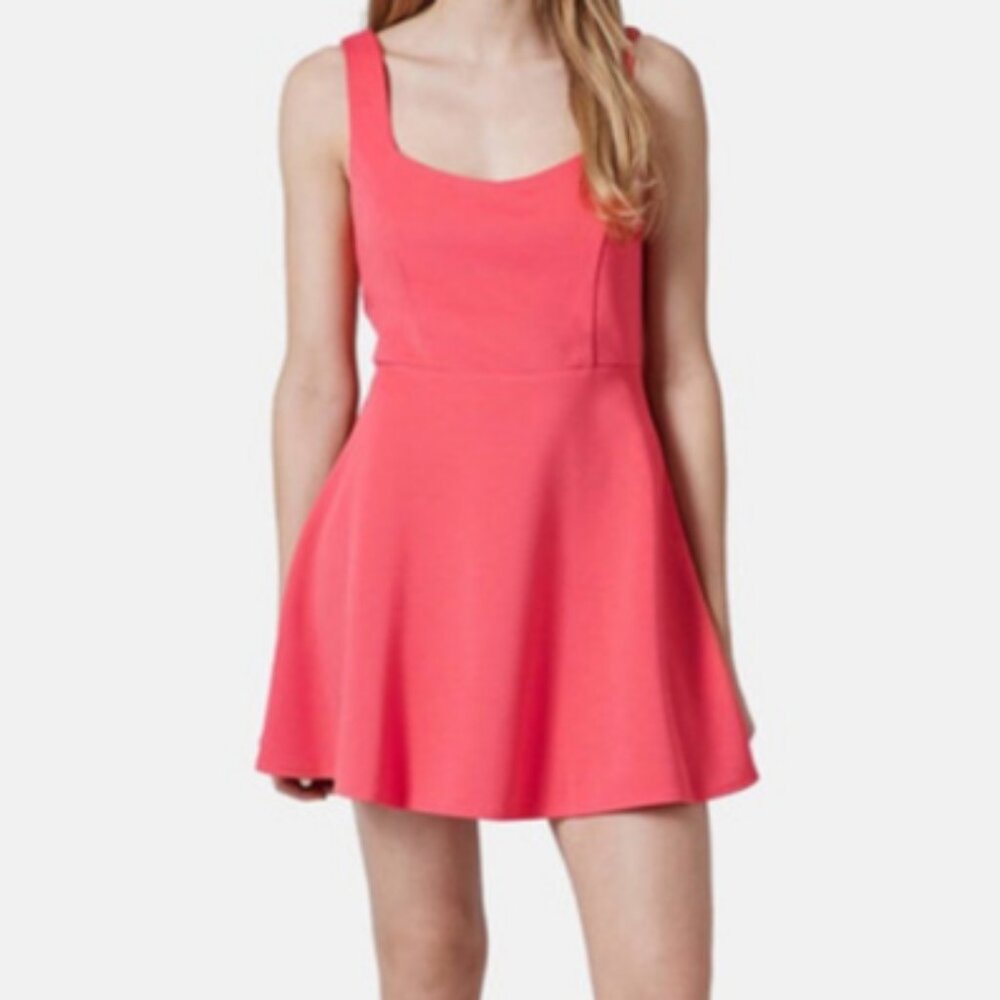 Topshop Bow Back Skater Summer Dress Pink Size 8